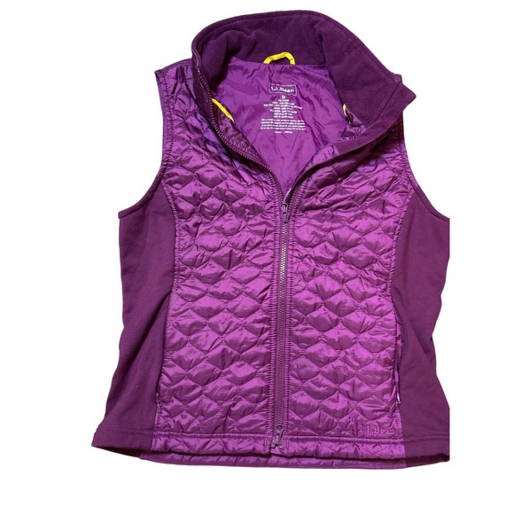 LL Bean Quilted Vest Womens M Purple‎ Full Zip Insulated Puffer Outerwear